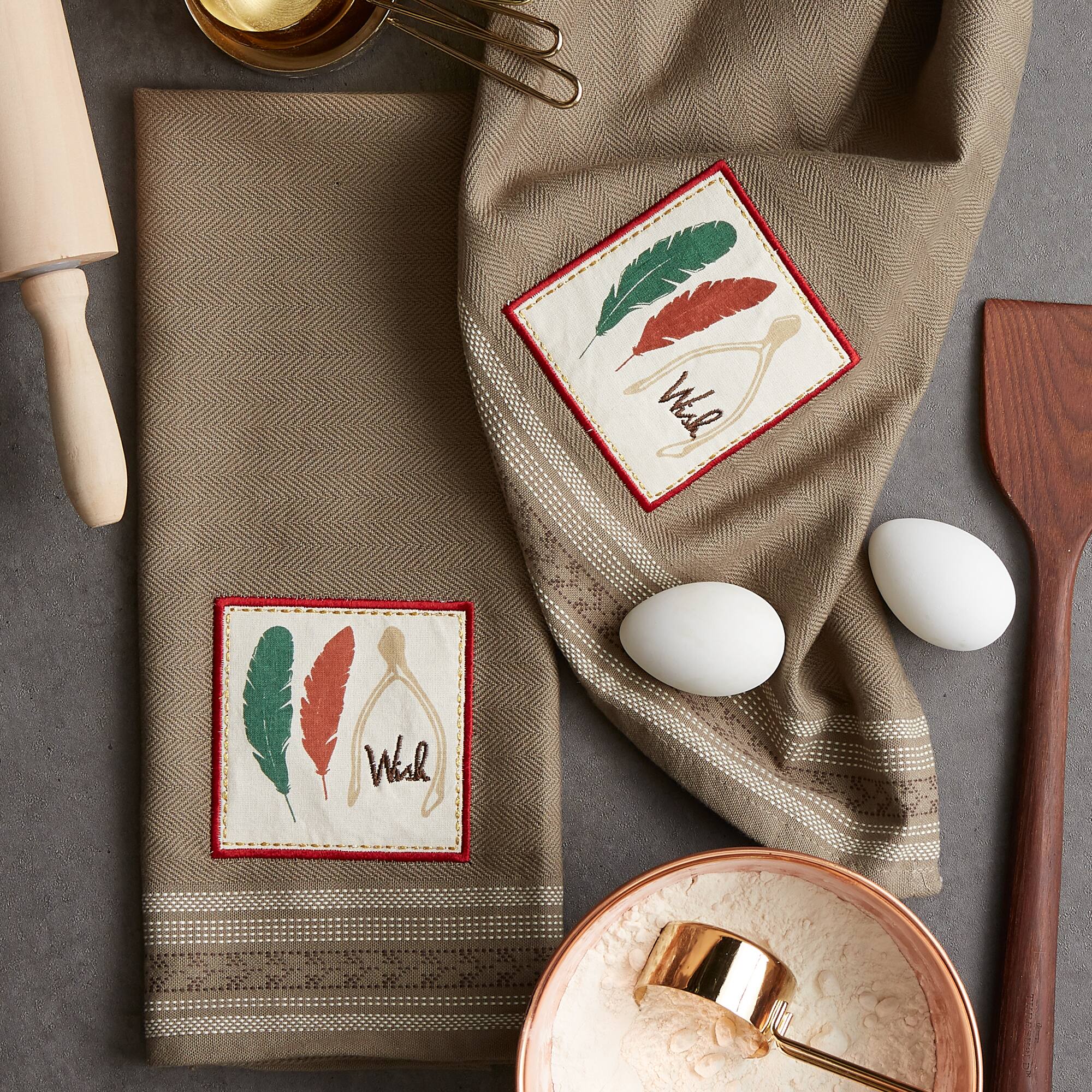 DII® Wish Embroidered Dishtowels, 2ct.
